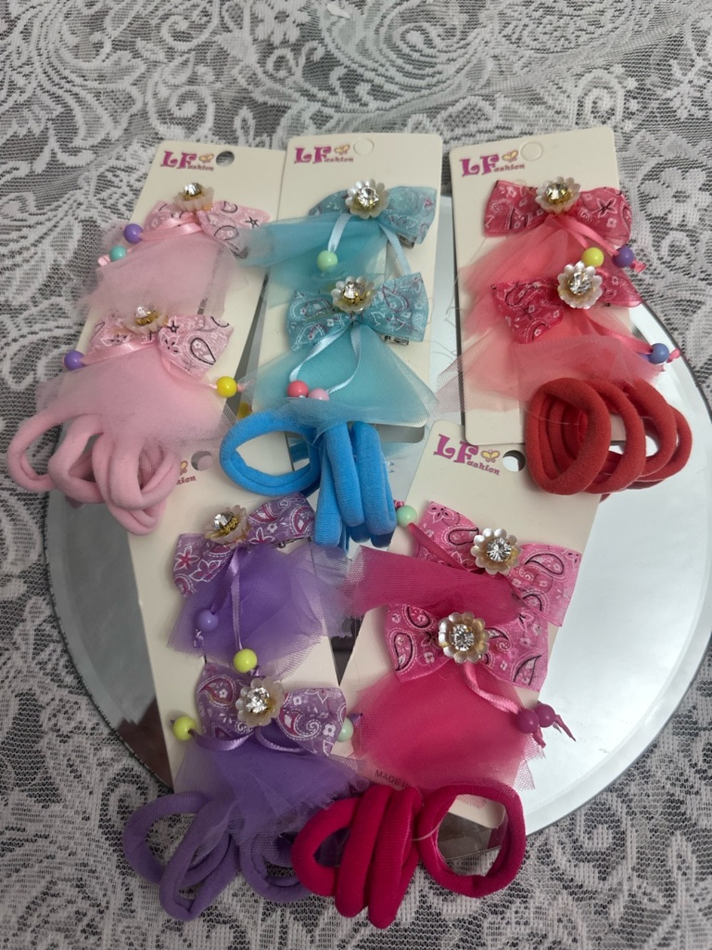 Girls Hair Accessories Set 🎀 5pc Bows & Elastic Hair Ties Cute
